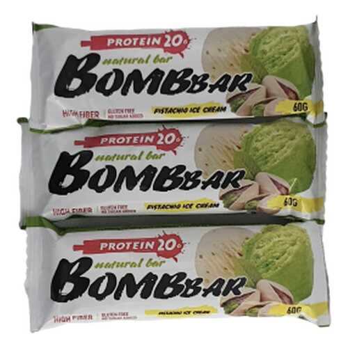 Батончик Bombbar Protein 3 60 г, 3 шт., фисташковый пломбир в Кант