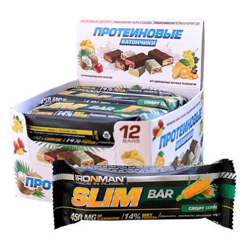 Батончик Ironman Slim Bar 12 50 г, 12 шт., кукуруза в Кант