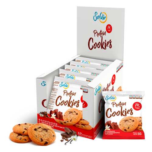 Печенье Solvie Protein Cookies 10 50 г, 10 шт., ванильное с шоколадными чипсами в Кант