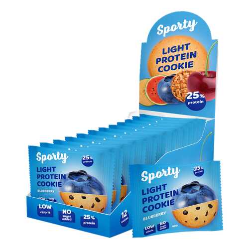 Печенье Sporty Light Protein Cookie 12 40 г, 12 шт., черника в Кант