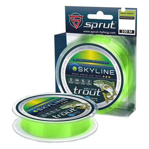 Леска монофильная Sprut Skyline Evo Tech Pro Neon Green 100 м, 0,185 мм, 5,65 кг в Кант