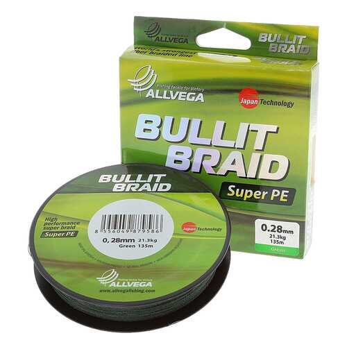 Леска плетеная Allvega Bullit Braid 0,28 мм, 135 м, 21,3 кг в Кант